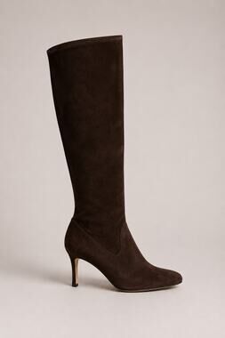 Manolo Blahnik Suede Pull-On Pointed Toe Tall Heeled Boots Brown 10.5